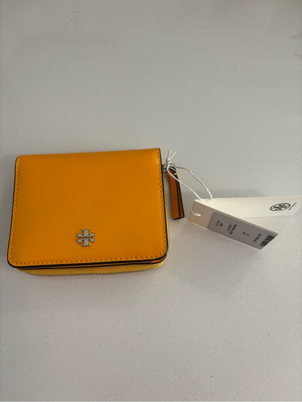 Tory Burch Bright Yellow Zip-Around Leather Wallet